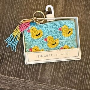 NWT Beaded Duck Zipper Pouch